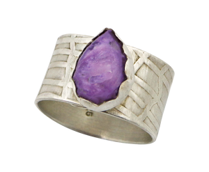 Russian charoite gemstone sterling ring is one of a kind
