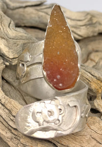 desert sands caramel colored druzy quartz gem ring