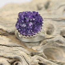 Load image into Gallery viewer, amethyst geode sterling ring is one of a kind