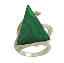 Load image into Gallery viewer, green malachite gemstone ring in sterling silver