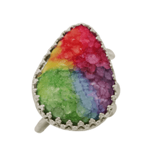 Load image into Gallery viewer, 'Memories of Childhood' Rainbow Solar Quartz Sterling silver Ring. size 9