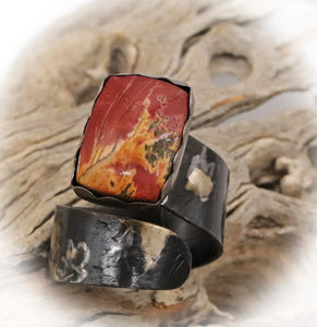 red creek jasper and gold ring