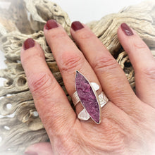 Load image into Gallery viewer, ruby zoisite ring shown on hand