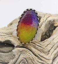 Load image into Gallery viewer, 'Memories of Childhood' Rainbow Solar Quartz Sterling silver Ring. size 7