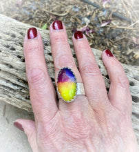 Load image into Gallery viewer, 'Memories of Childhood' Rainbow Solar Quartz Sterling silver Ring. size 7