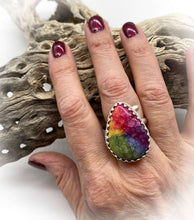 Load image into Gallery viewer, 'Memories of Childhood' Rainbow Solar Quartz Sterling silver Ring. size 9