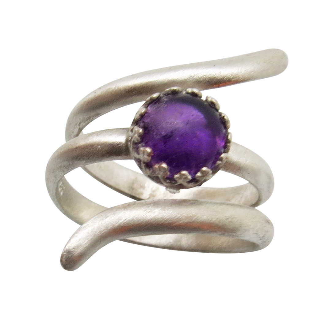 Sterling and amethyst Ring. Sacred Spiral Collection. assorted sizes