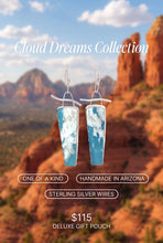 Load image into Gallery viewer, Cloud Dreams Collection . Plume agate sterling earrings 2 1/2" long