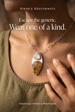 Load image into Gallery viewer, ‘South Seas Treasures’ Indonesian amber and moonstone pendant 2 1/4" tall