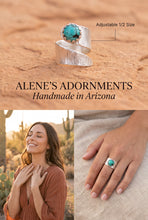 Load image into Gallery viewer, Natural Turquoise &amp; Sterling silver Ring. Size 5 adjustable 1/2 size
