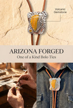 Load image into Gallery viewer, Bumblebee Jasper and topaz Gemstone  copper and Silver Bolo Tie