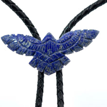Load image into Gallery viewer, lapis gemstone eagle bolo tie on a white background