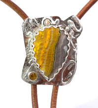 Load image into Gallery viewer, Bolo tie with bumblebee jasper stone on a white background