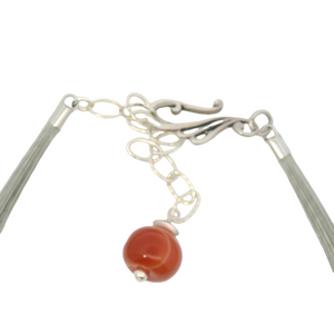 carnelian pendant showing clasp and extender