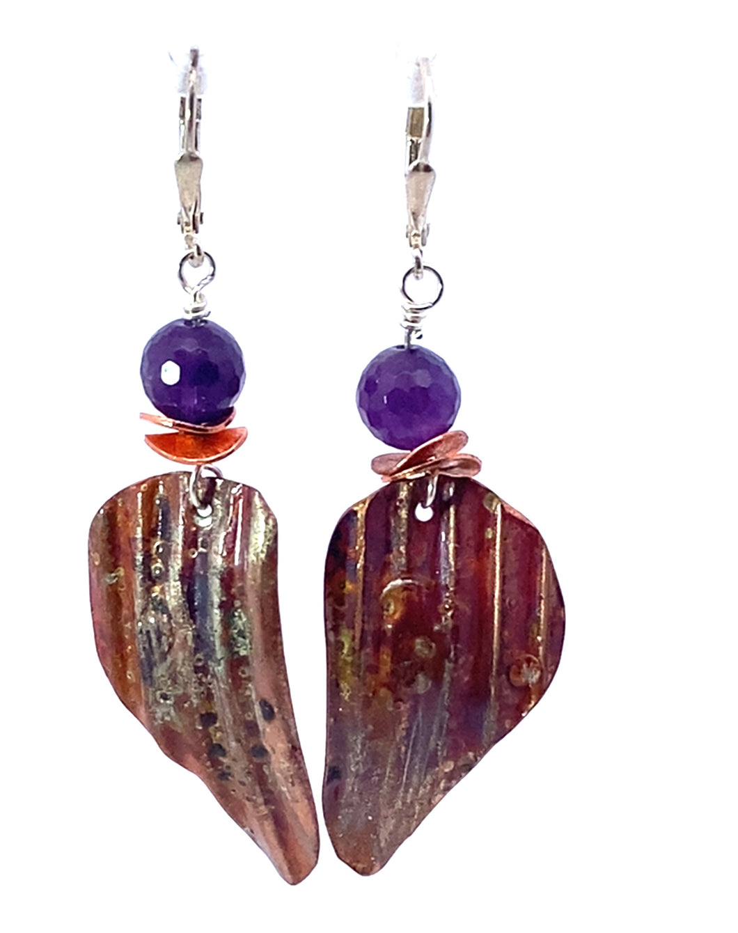 Classic Copper Amethyst Angel Wings Earrings