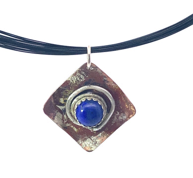 Classic Copper Spiral and Lapis Pendant
