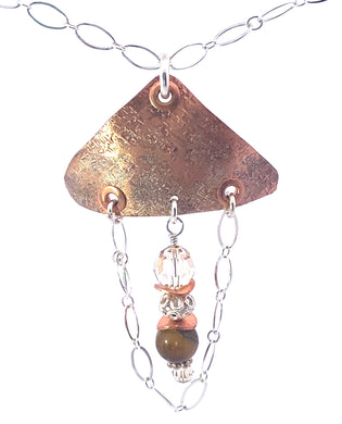Classic Copper Wedge and Tiger Eye gemstone pendant
