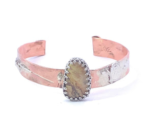 Picture Jasper Copper and sterling Skinny Cuff Bracelet