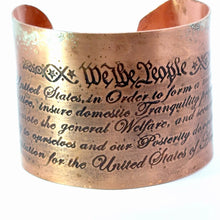 Load image into Gallery viewer, 'We The People' Antiqued Copper and silver Cuff Bracelet