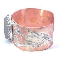 Load image into Gallery viewer, Copper, Sterling and Druzy Quartz Cuff Bracelet