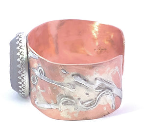 Copper, Sterling and Druzy Quartz Cuff Bracelet