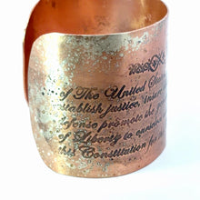 Load image into Gallery viewer, 'We The People' Antiqued Copper and silver Cuff Bracelet