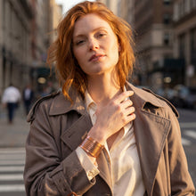 Load image into Gallery viewer, 'We The People' Antiqued Copper and silver Cuff Bracelet