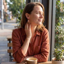 Load image into Gallery viewer, Patriot Collection. Antiqued Copper FREEDOM earrings 2" long
