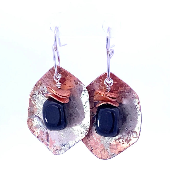 onyx and copper earrings