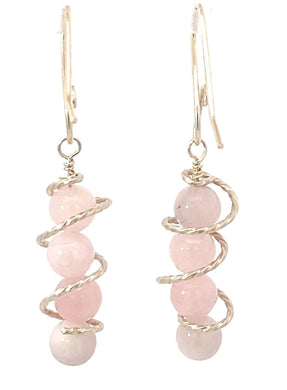 Sacred Spiral Rose Quartz sterling Silver Earrings 2