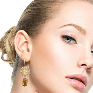 'Desert Sands' Collection. Picture Jasper and citrine Sterling Earrings. 2 1/4" long