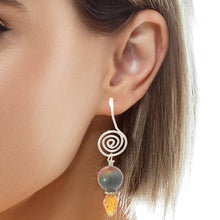 Load image into Gallery viewer, Enchanted Woodland Red Creek Jasper Spiral Earrings 1 3/4&quot; long