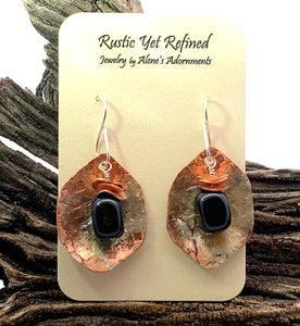 onyx earring shown on card
