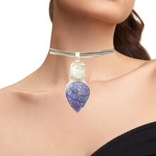 Load image into Gallery viewer, South Seas Treasure Moonstone and Grape Agate pendant 2 1/2&quot; tall