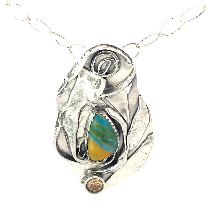 'Day at the Beach' Sterling & Peruvian Opal Pendant.