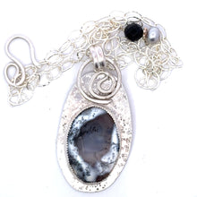 Load image into Gallery viewer, dendritic opal pendant with chain and clasp