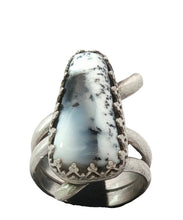 Load image into Gallery viewer, Silver ring with a dendritic opal gem 