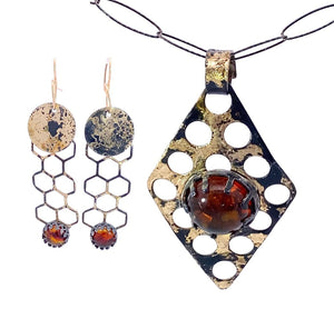 Baltic amber pendant and earring set