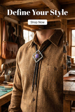 Load image into Gallery viewer, Charoite Gemstone Steel and silver    Bolo Tie