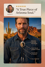 Load image into Gallery viewer, Petrified palmwood Gemstone  copper and Silver Bolo Tie
