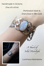 Load image into Gallery viewer, 'Slice of Moonlight' Golden Steel cuff bracelet