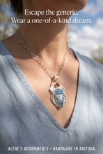 Load image into Gallery viewer, Cloud Dreams Plume Agate and Amber Pendant 2 " tall