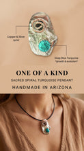 Load image into Gallery viewer, Copper and Silver turquoise Sacred Spiral Pendant