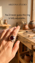 Load image into Gallery viewer, Faceted Garnet Gemstone Copper and sterling ring Size 9