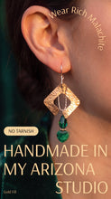 Load image into Gallery viewer, Gold Fill, Sterling and Malachite  Earrings. 2 1/8" long