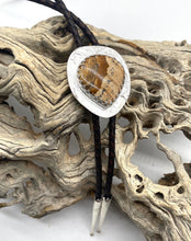 Load image into Gallery viewer, Bolo tie with stone pendant on a piece of driftwood