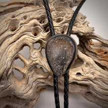 Load image into Gallery viewer, Bolo tie on a piece of driftwood with a neutral background