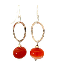 Load image into Gallery viewer, orange carnelian gemstone earrings