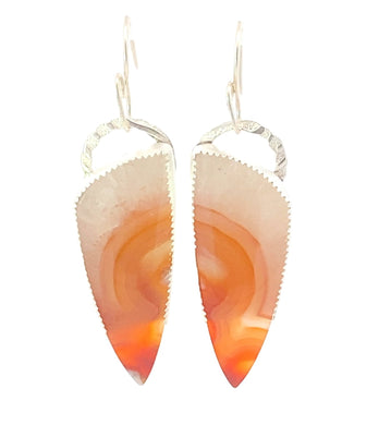 'South Seas Treasure' Druzy Carnelian earrings 2 3/8