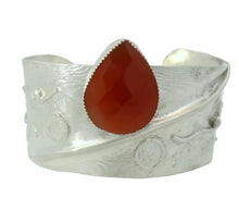 Load image into Gallery viewer, orange carnelian fine silver cuff bracelet